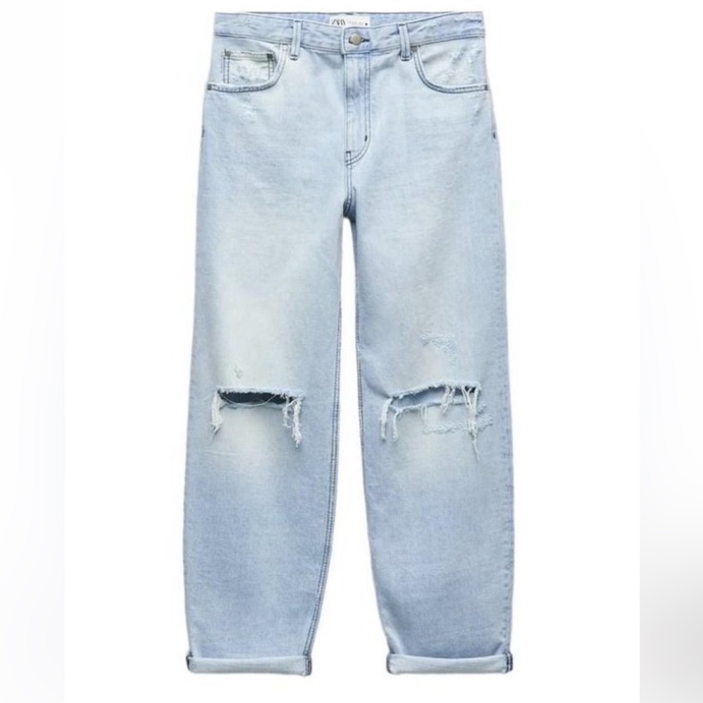 ZARA ZW MID-RISE BOYFRIEND JEANS BLUE SIZE 2 (26) 6840/058
